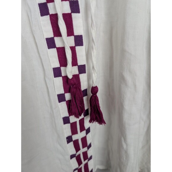 Lane‎ Bryant Blouse Womens 18 Embroidered Boho Peasant Top Long Sleeve Tassel - Picture 7 of 11